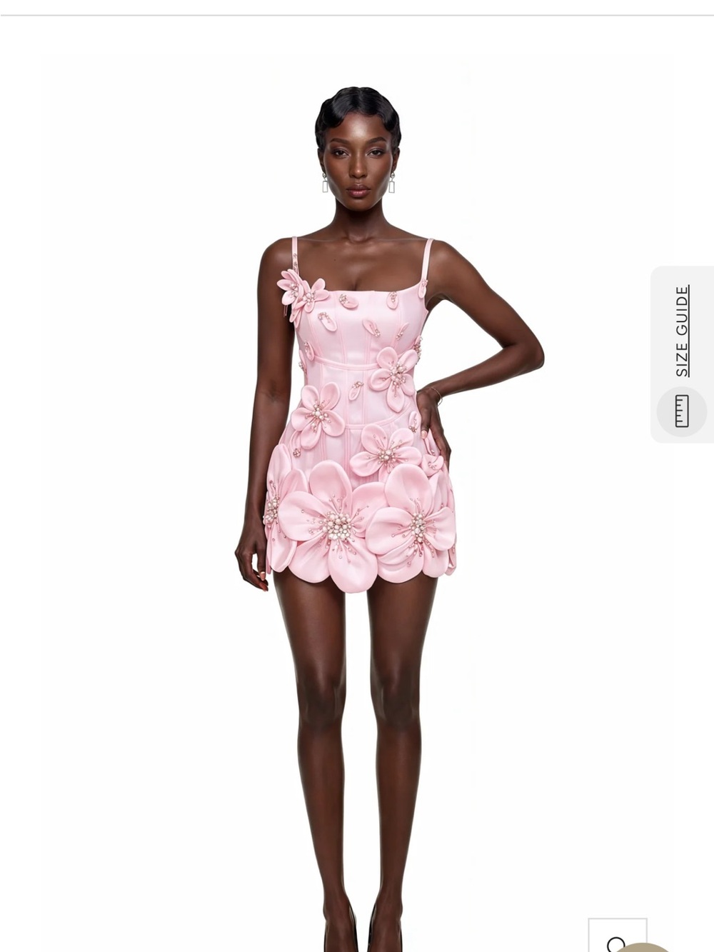 Petal Embellished Pink Mini Dress